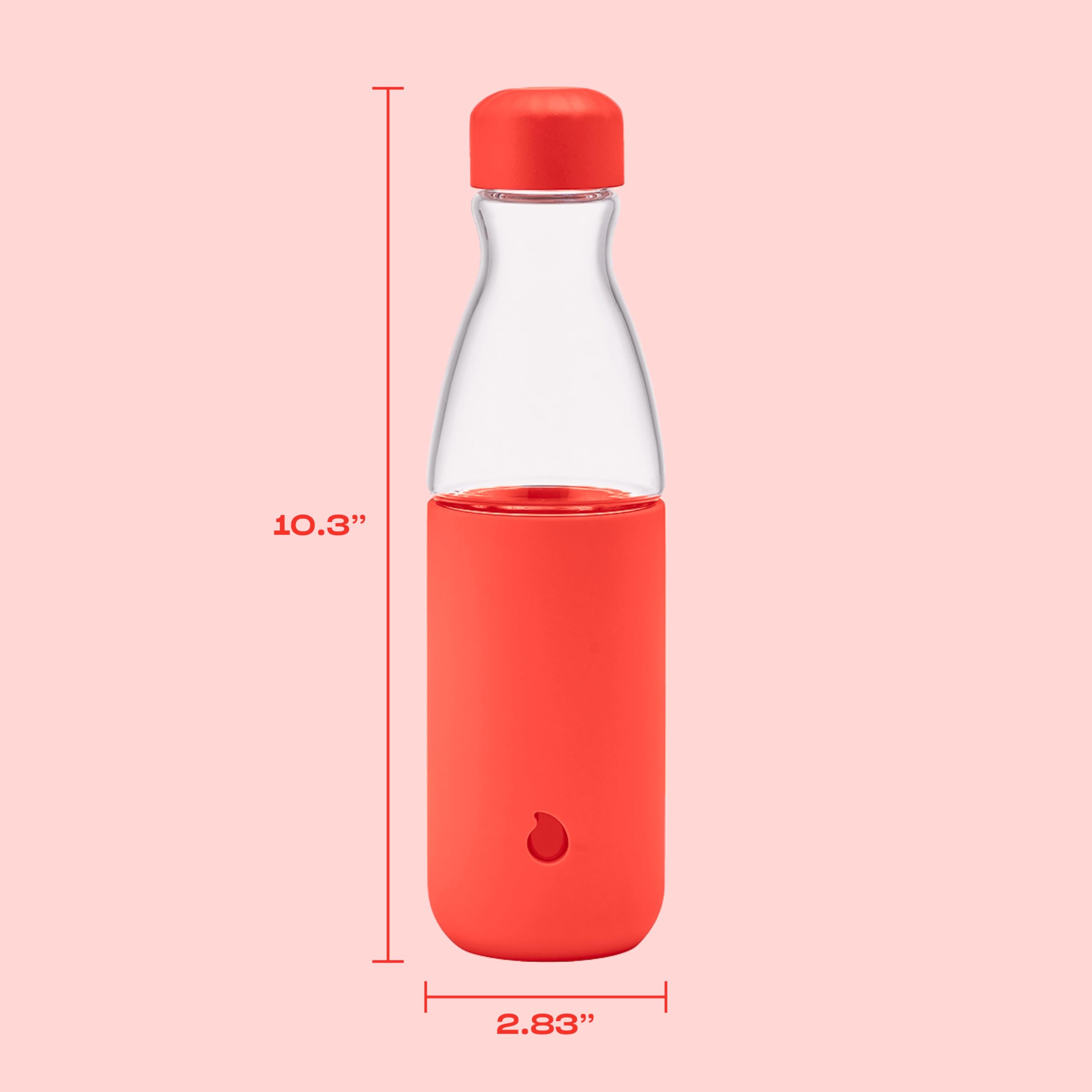 S'well Glass Original Water Bottle, 18oz, Radiant Coral, Borosilicate Glass Bottle With Protective Silicone Sleeve, Zero Plastic, Leakproof, BPA Free - Image 4