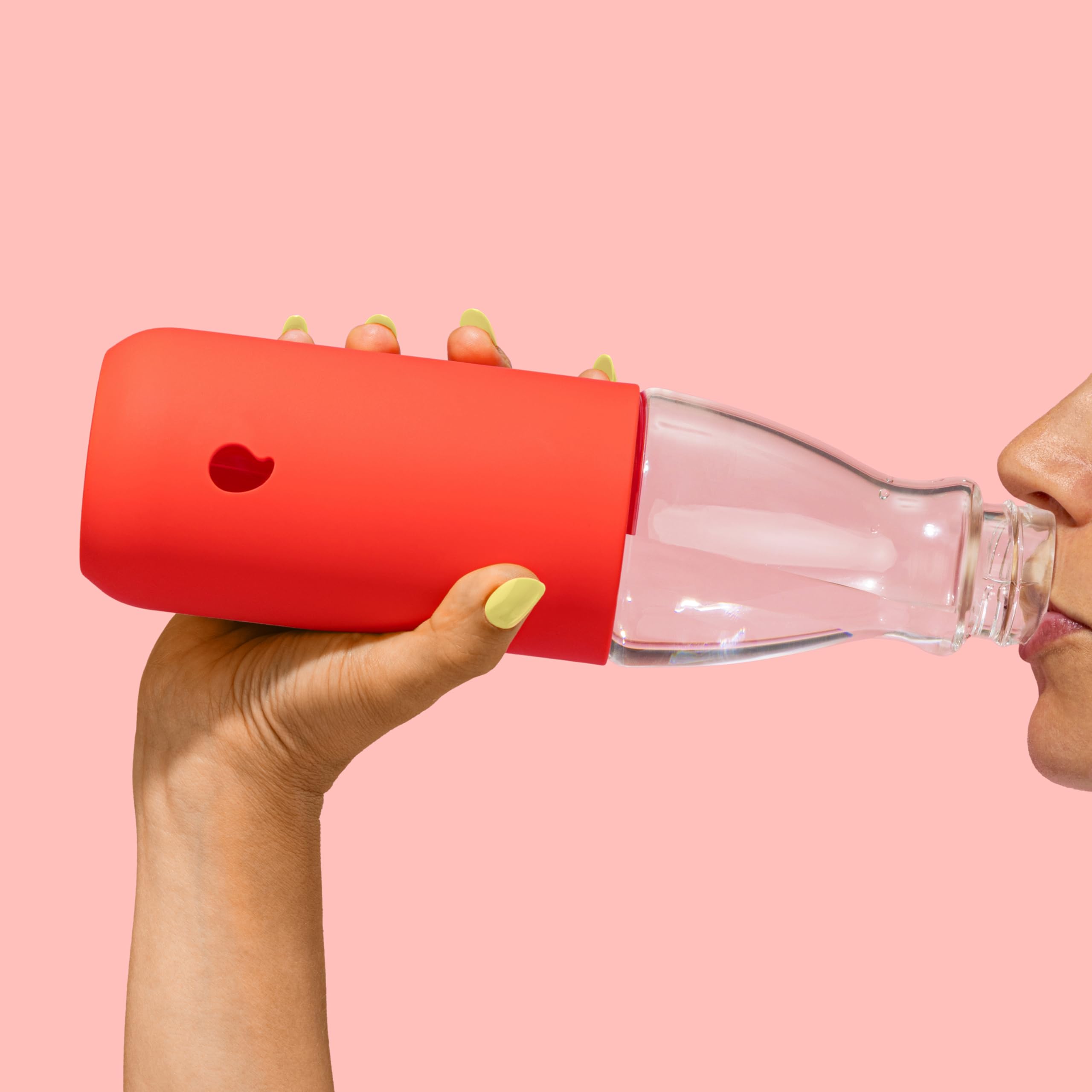 S'well Glass Original Water Bottle, 18oz, Radiant Coral, Borosilicate Glass Bottle With Protective Silicone Sleeve, Zero Plastic, Leakproof, BPA Free - Image 7