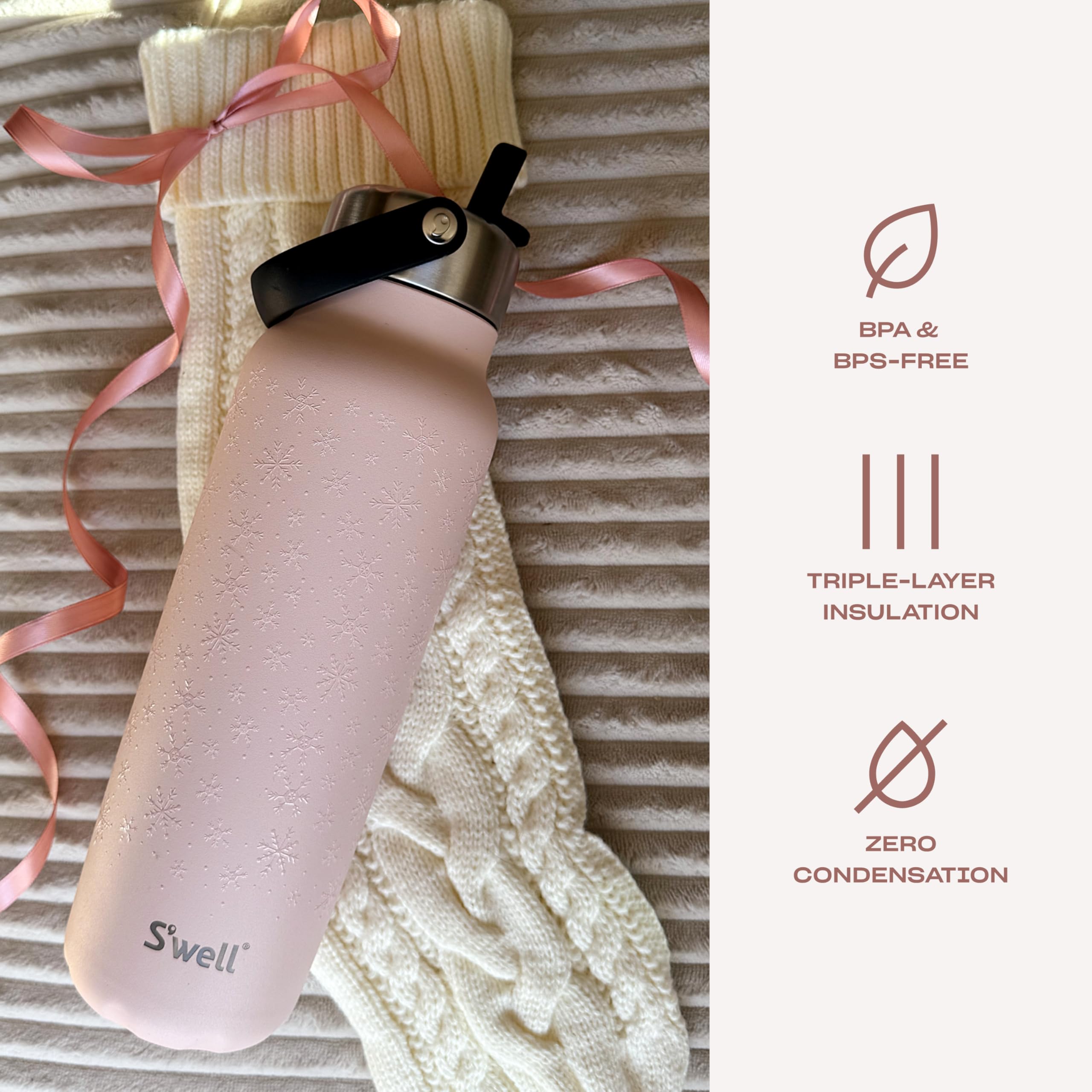 S'well Recycled Stainless Steel Explorer with Flip Straw Lid, 40oz, Limited Edition Polar Pink, Triple Layered Vacuum Insulated Container Keeps Drinks Cold for 54 Hours and Hot for 12, BPA Free - Image 3