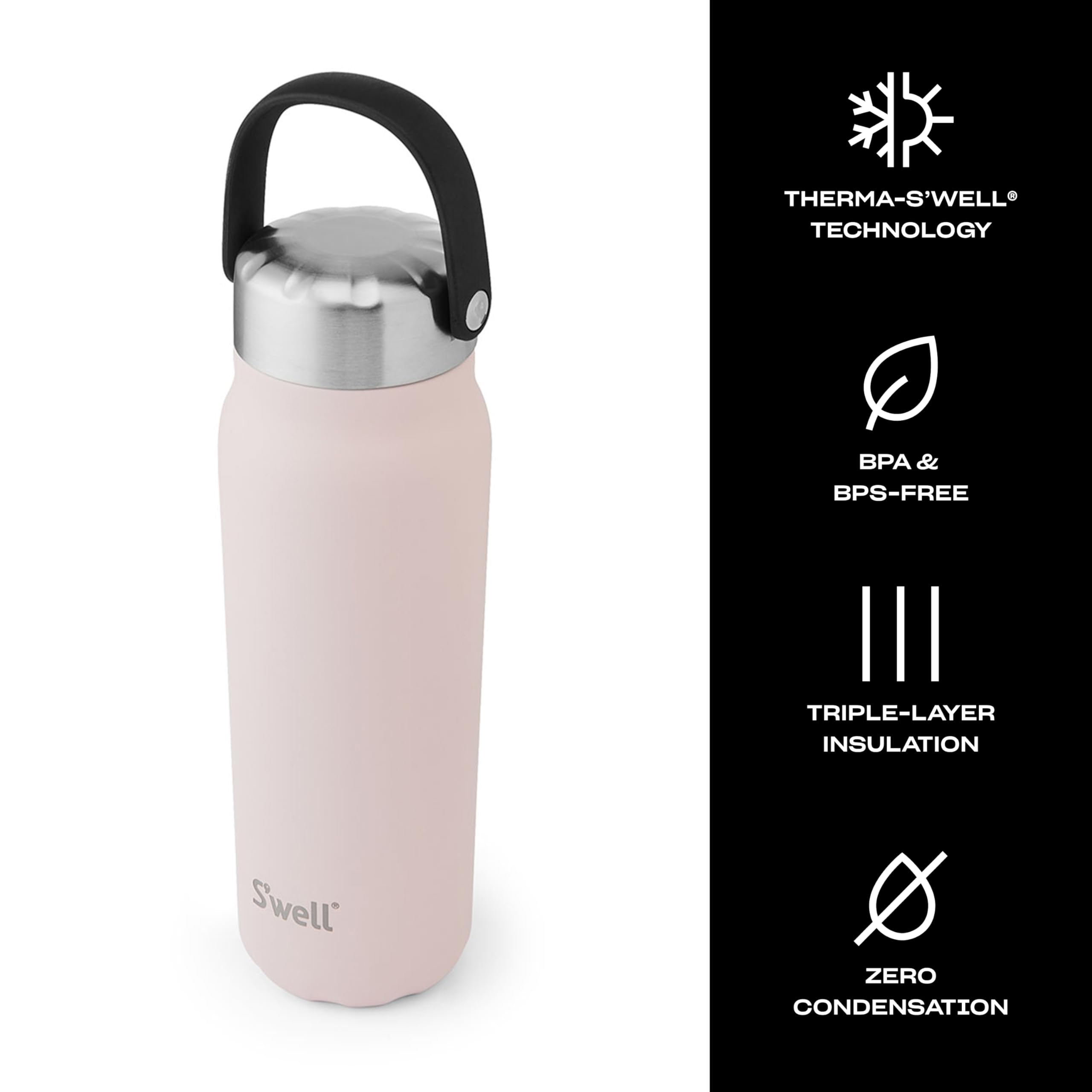 S'well Recycled Stainless Steel Explorer with Insulated Lid and Handle, 24oz, Himalayan Salt, Triple Layered Vacuum Insulated Containers Keeps Drinks Cold for 36 Hours and Hot for 8 - Image 3