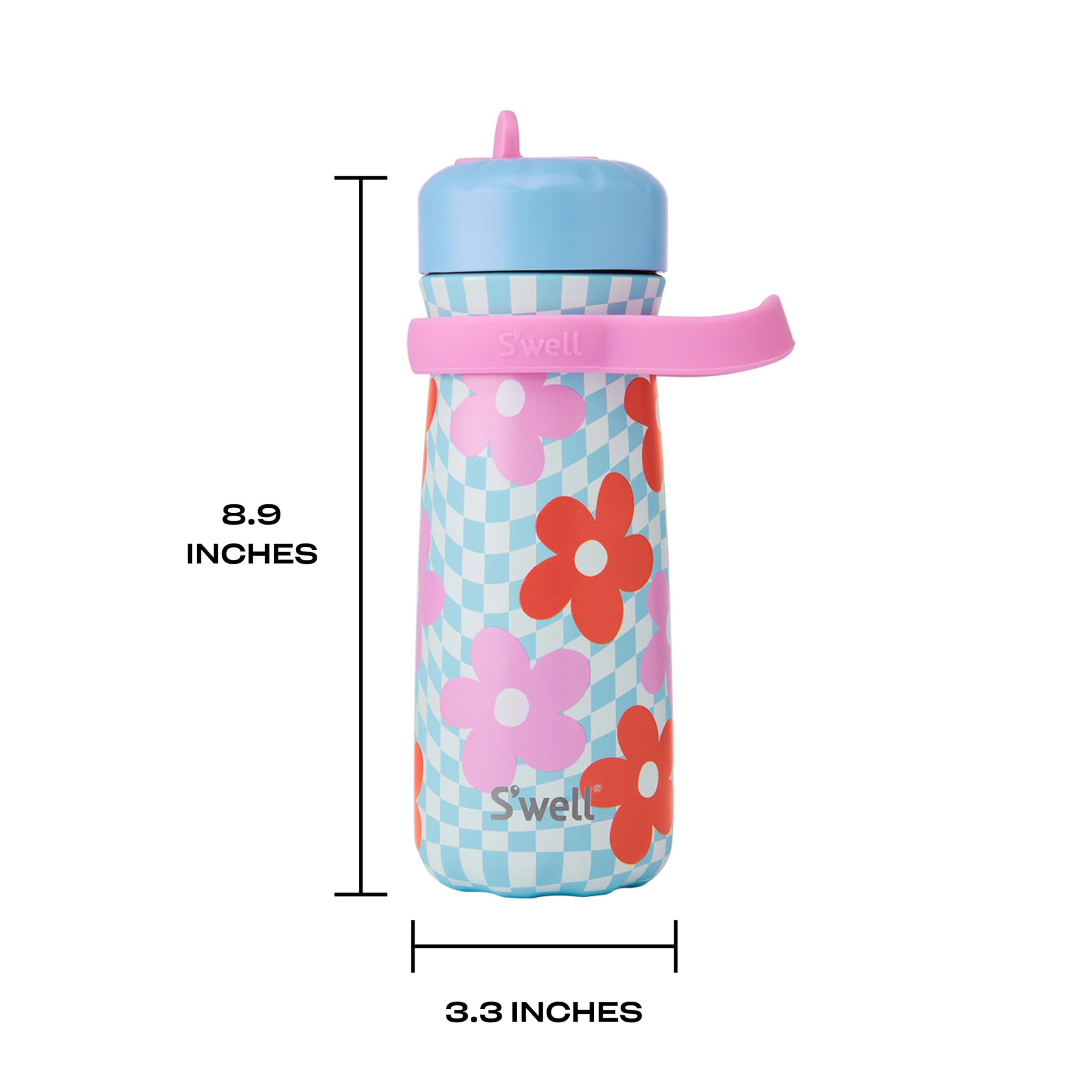 S'well Stainless Steel Kids Traveler with Flip Straw Lid, 16oz, Pink Petal, Triple Layered Vacuum Insulated Containers Keeps Drinks Cold for 24 Hours, BPA Free, Easy Carrying On the Go - Image 4