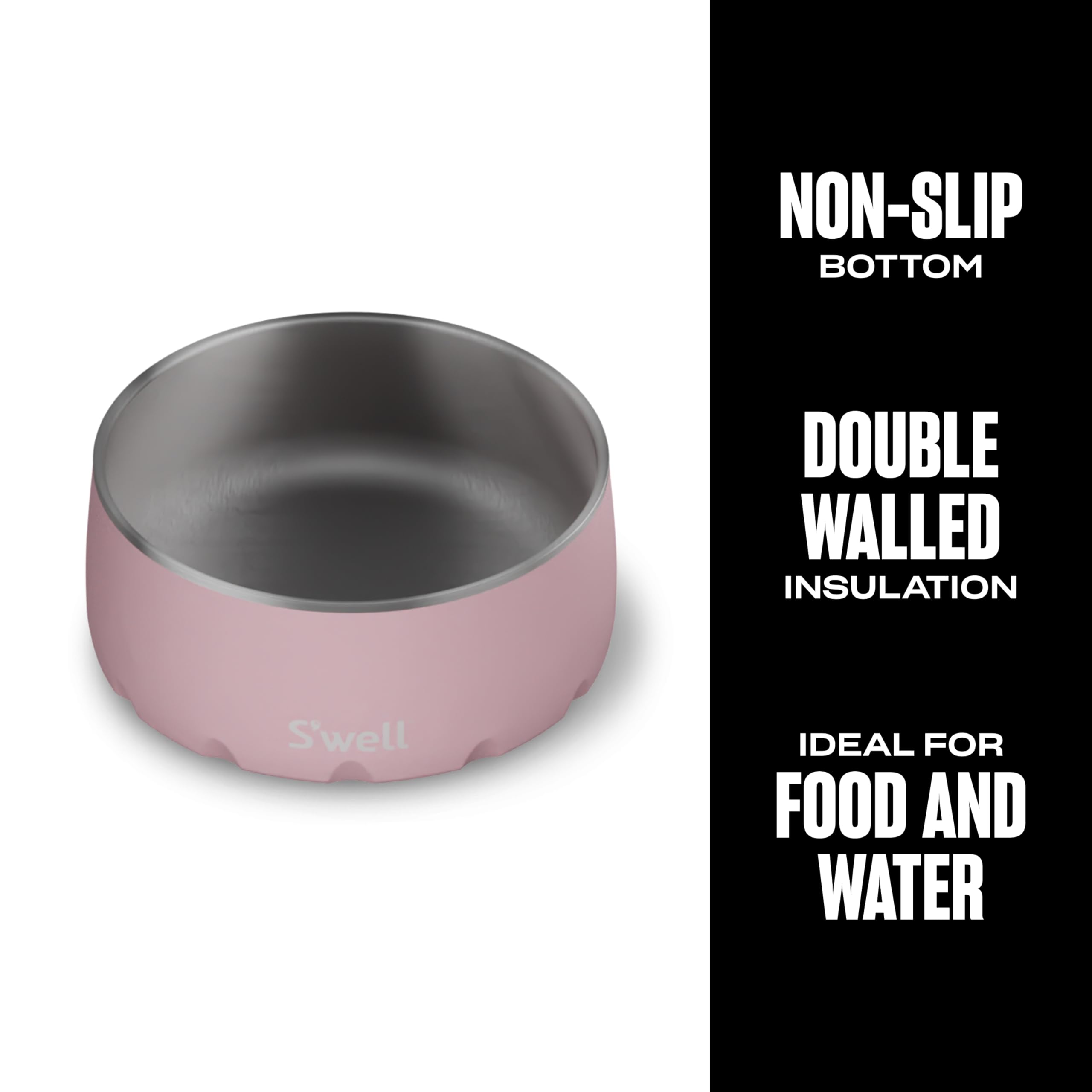 S'well Stainless Steel Pet Bowl, 16oz, Pink Topaz, for Small to Medium Size Dogs, Mess Free Design with Non Slip Rubber Bottom, Dishwasher Safe, BPA Free - Image 3