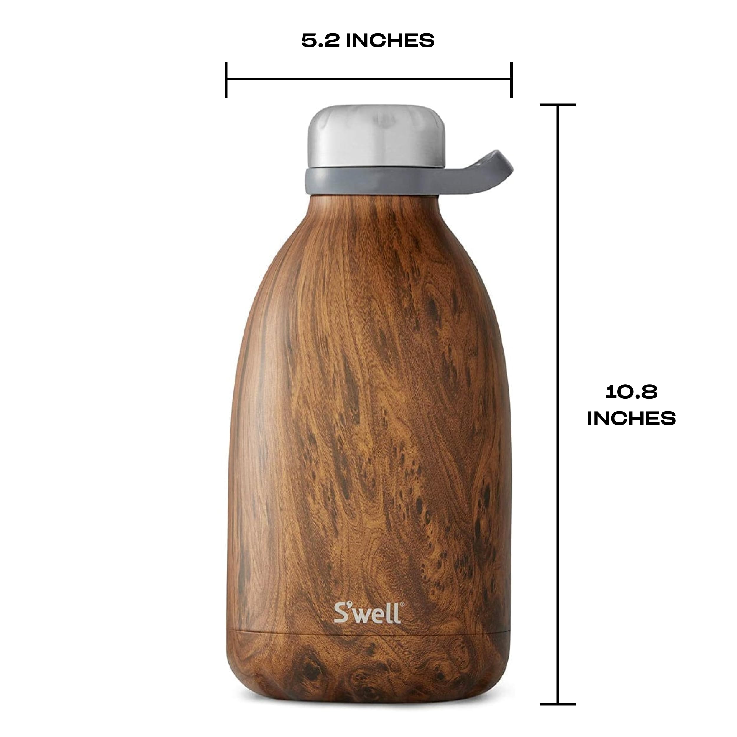 S'well Stainless Steel Roamer Bottle-64 Fl Oz-Teakwood Triple-Layered Vacuum-Insulated Containers Keeps Drinks Cold for 72 Hours and Hot for 24-BPA-Free Travel Water Bottle, 64oz - Image 5