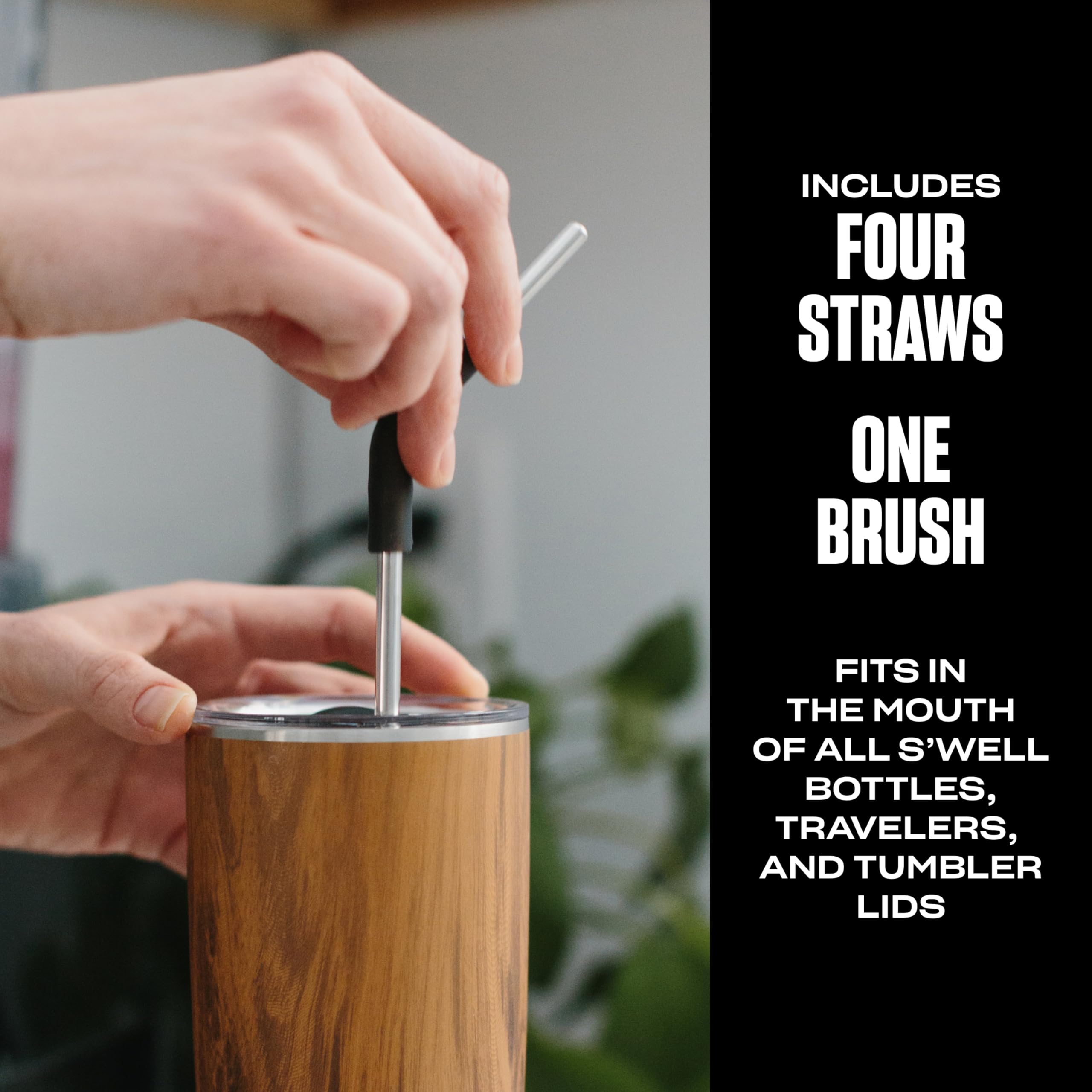 S'well Stainless Steel Straw Set, Includes 4 Straws With Flexi Neck and Straw Cleaning Brush, BPA Free - Image 4