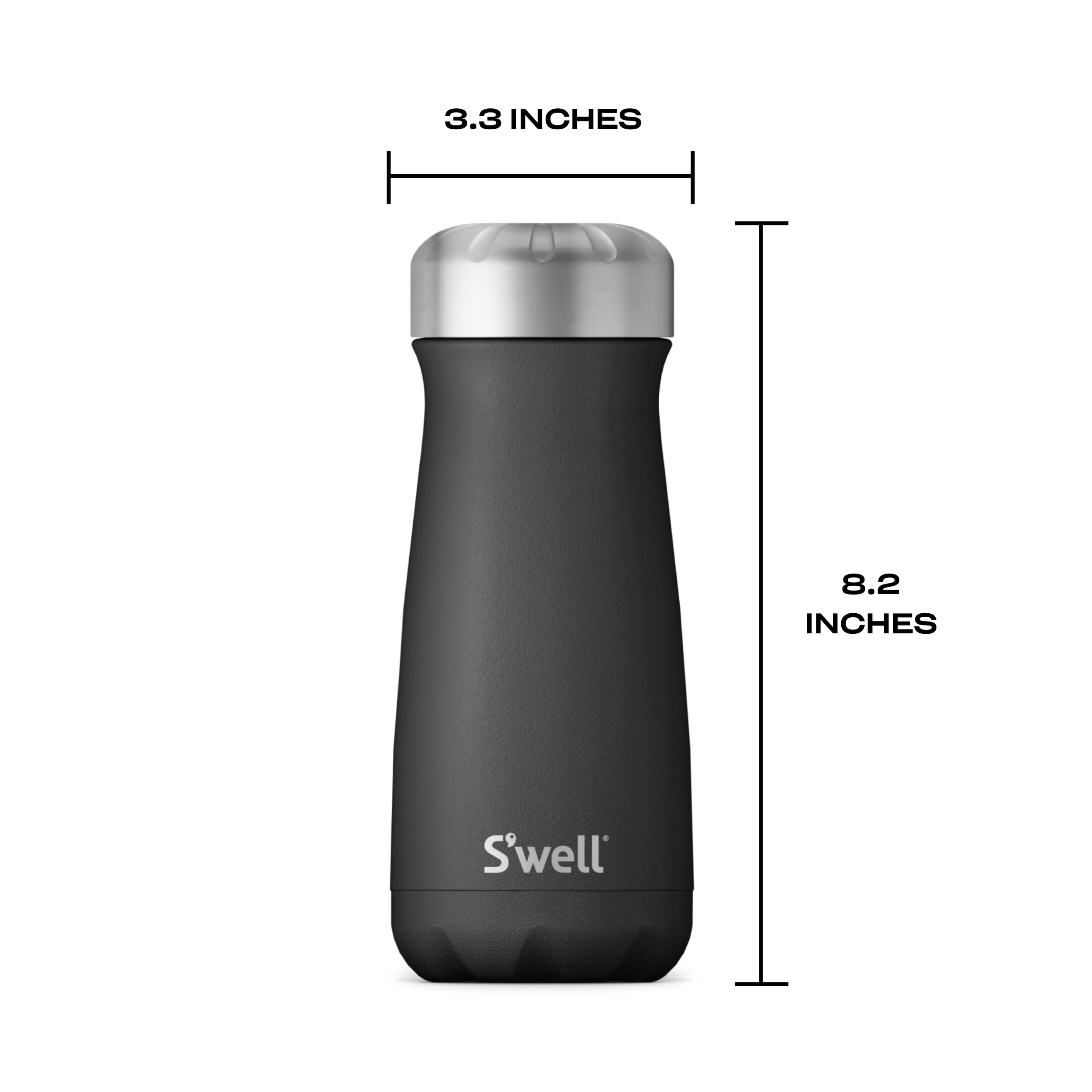 S'well Stainless Steel Traveler, 16oz, Onyx, Triple Layered Vacuum Insulated Containers Keeps Drinks Cold for 24 Hours and Hot for 12, BPA Free, Easy Carrying On the Go - Image 4
