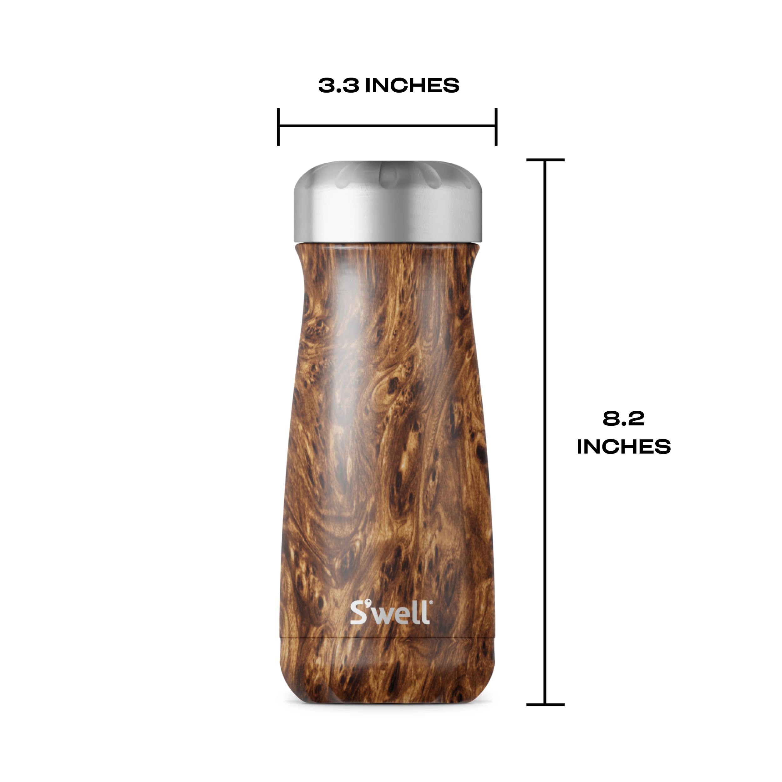 S'well Stainless Steel Traveler, 16oz, Teakwood, Triple Layered Vacuum Insulated Containers Keeps Drinks Cold for 24 Hours and Hot for 12, BPA Free, Easy Carrying On the Go - Image 4