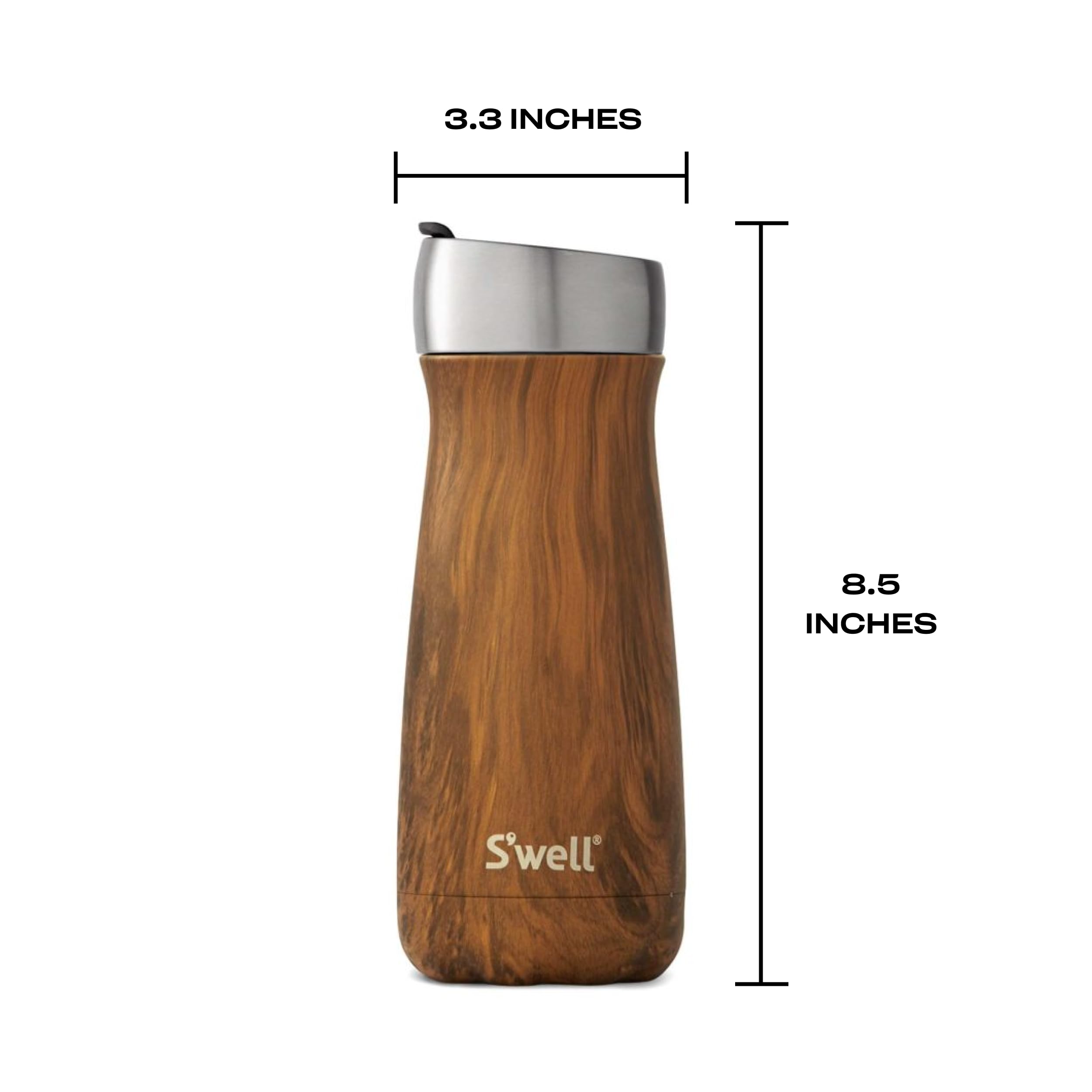 S'well Stainless Steel Traveler with Commuter Lid, 16oz, Teakwood, Triple Layered Vacuum Insulated Containers Keeps Drinks Cold for 24 Hours and Hot for 6, BPA Free, Easy Carrying On the Go - Image 5