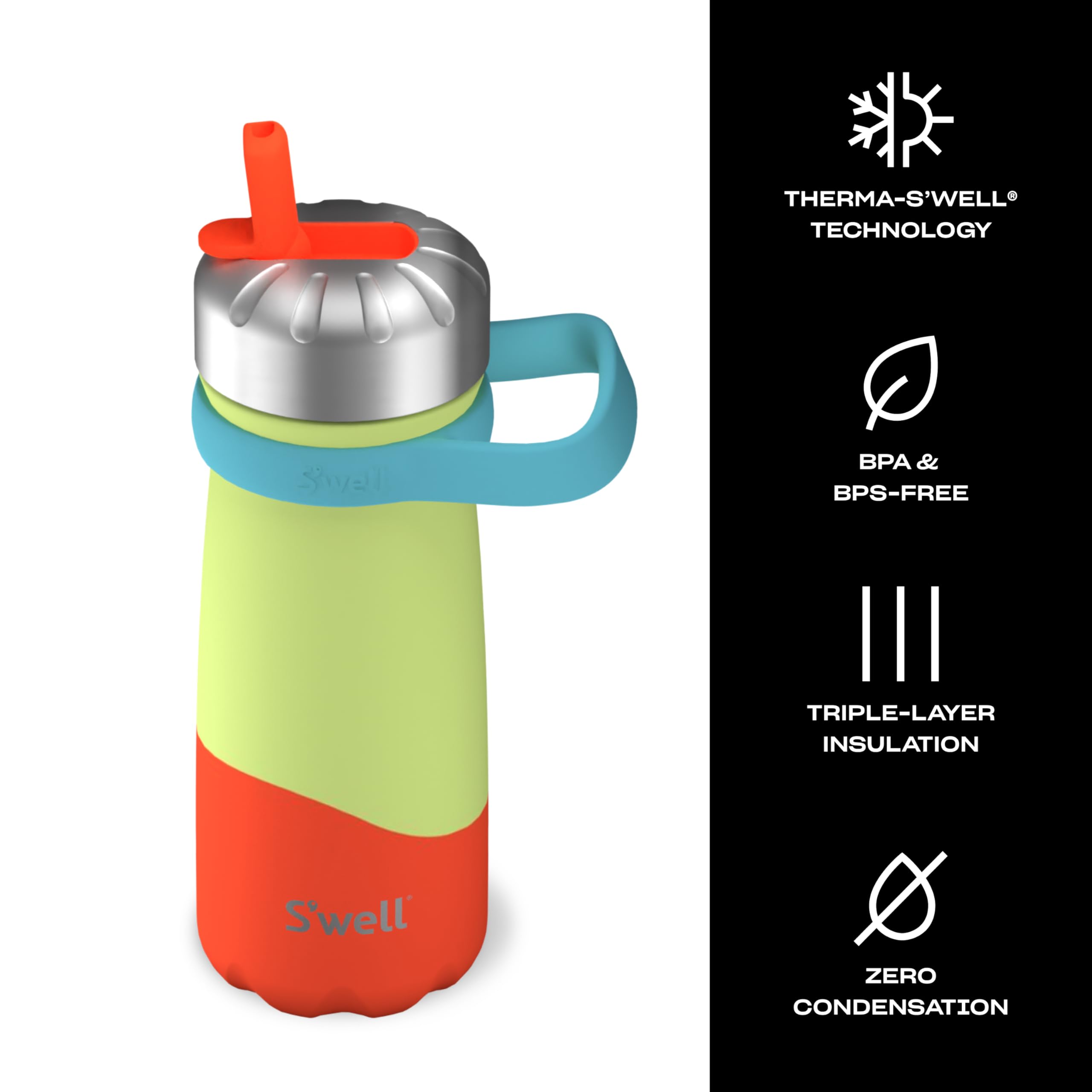 S'well Stainless Steel Traveler with Flip Straw Lid, 16oz, Tropical Smoothie, Triple Layered Vacuum Insulated Containers Keeps Drinks Cold for 24 Hours, BPA Free, Easy Carrying On the Go - Image 3