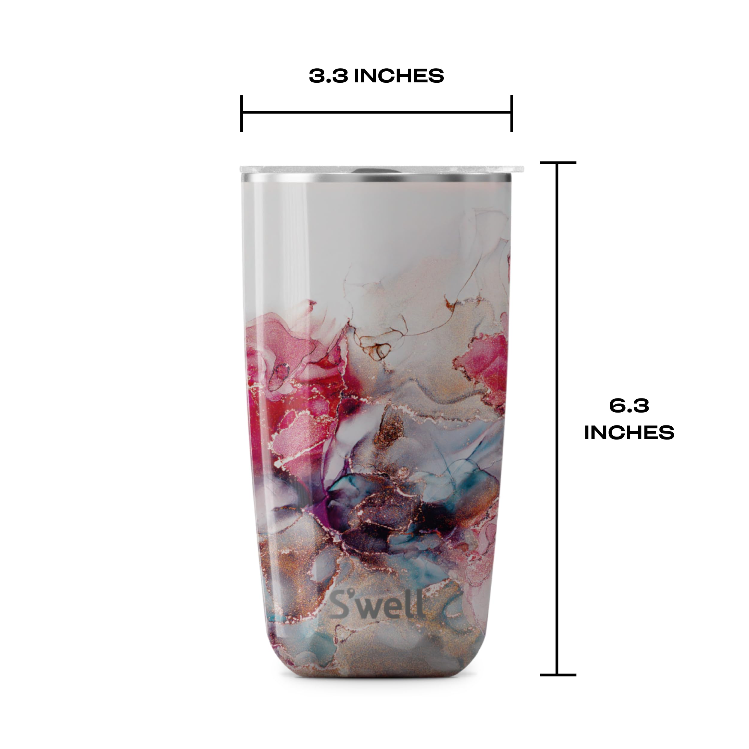 S'well Stainless Steel Tumbler with Slide-Open Lid, 18oz, Rose Marble, Triple Layered Vacuum Insulated Containers Keeps Drinks Cold for 12 Hours and Hot for 4, BPA Free - Image 4