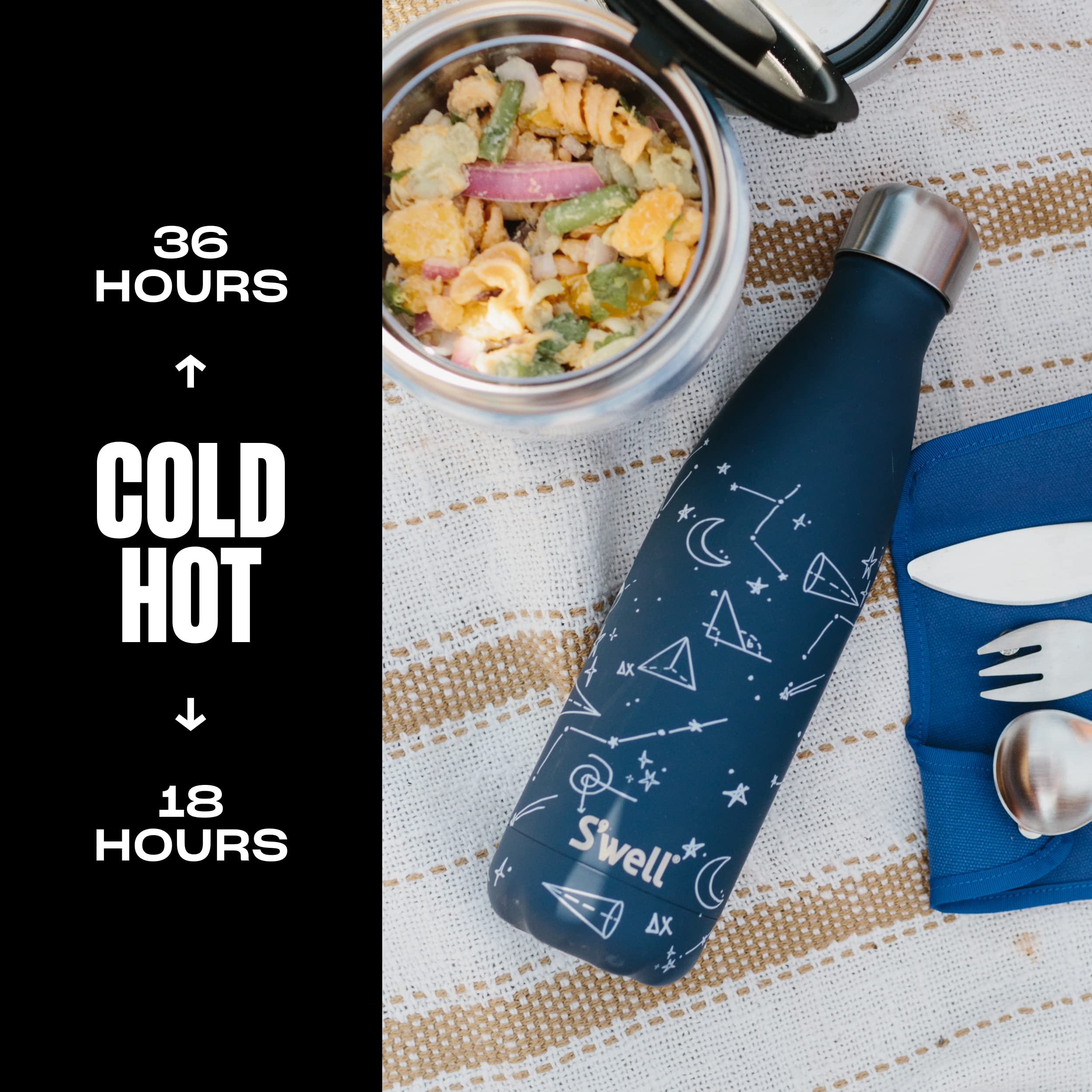 S'well Stainless Steel Water Bottle 17 ounces Midnight Sky Triple Layered Vacuum Insulated Containers Keeps Drinks Cold for 36 Hours and Hot for 18 Perfect for On the Go - Image 4