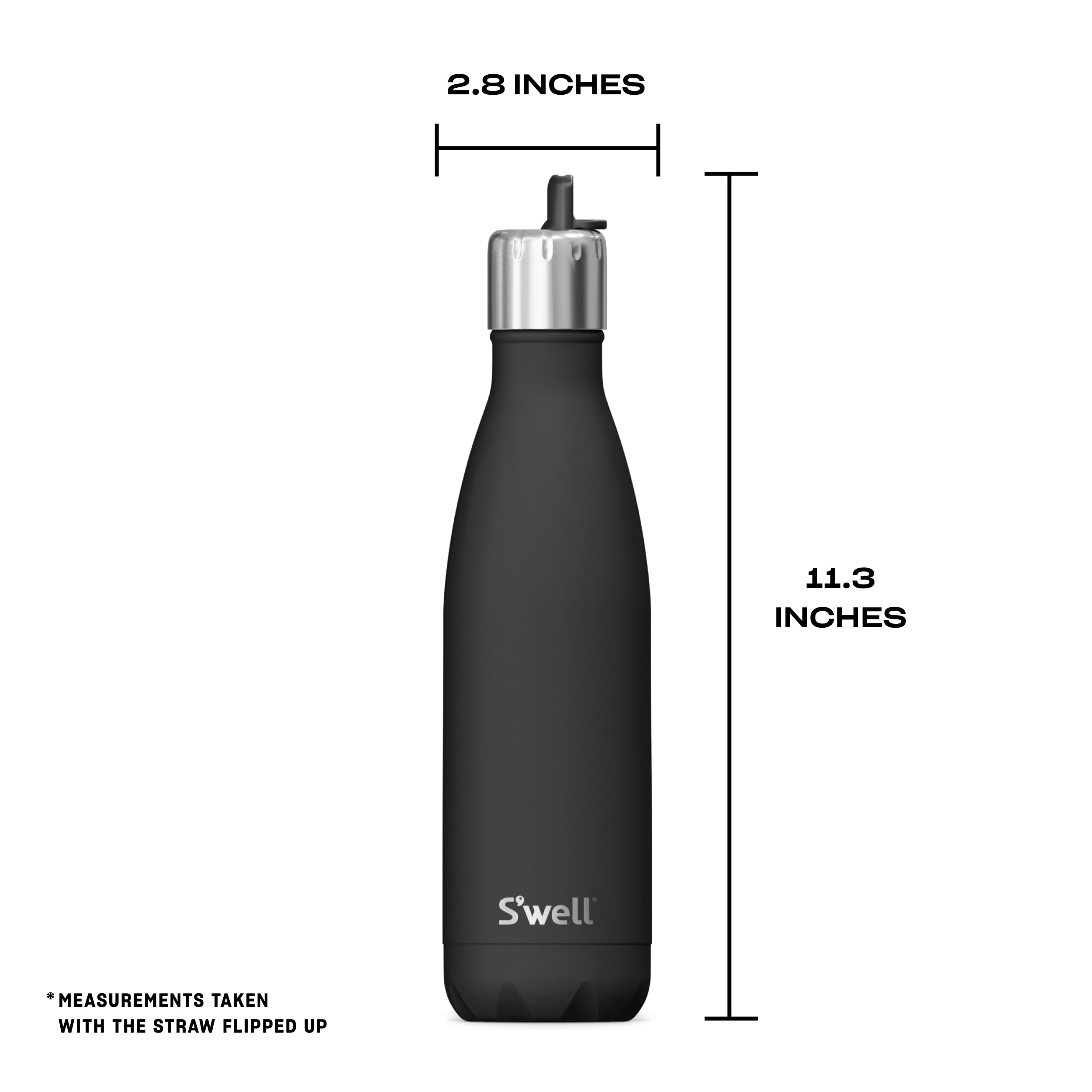 S'well Stainless Steel Water Bottle with Flip Straw Cap, 17oz, Onyx, Triple Layered Vacuum Insulated Containers Keeps Drinks Cold for 36 Hours and Hot for 10, BPA Free, Perfect for On the Go - Image 4