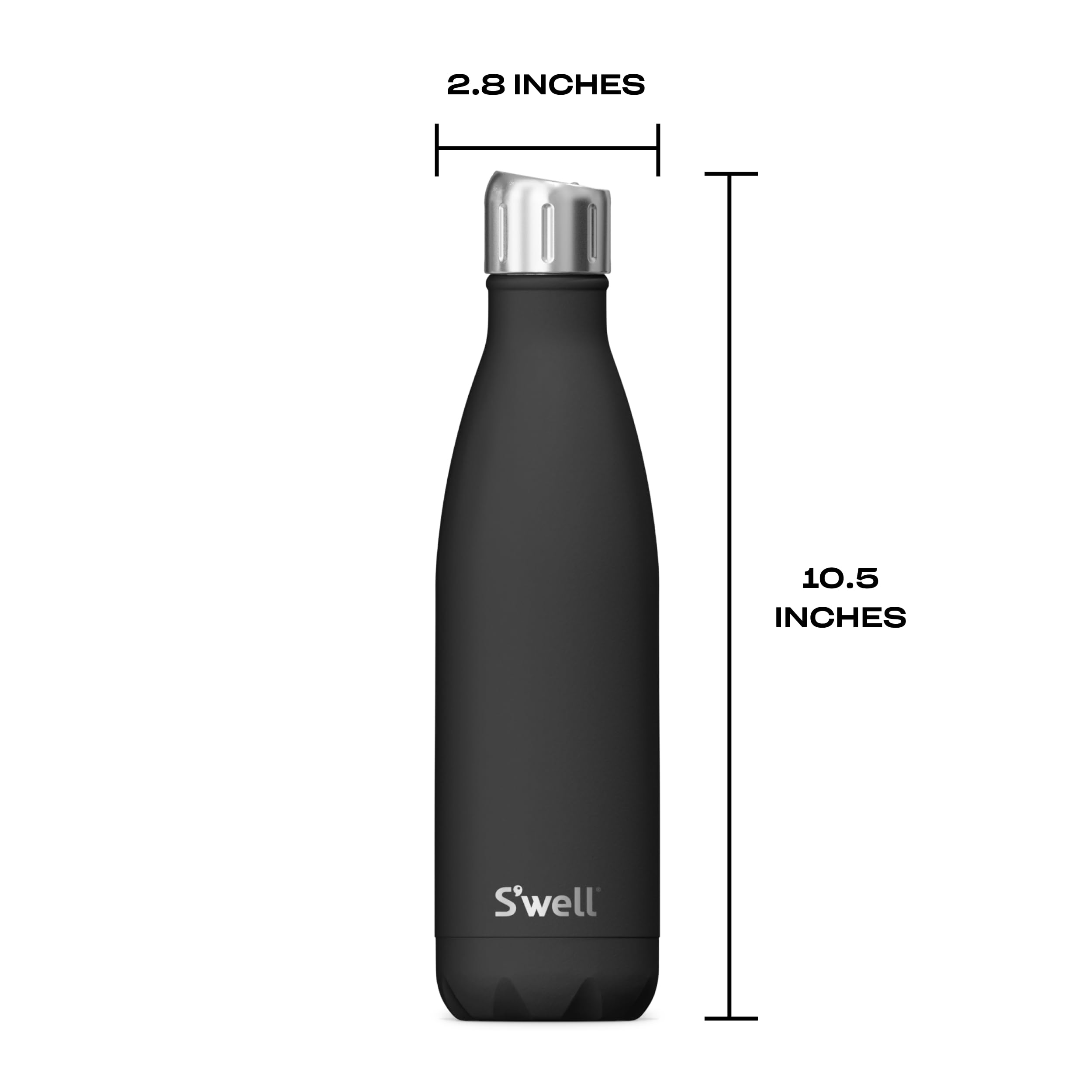 S'well Stainless Steel Water Bottle with Sports Cap, 17oz, Onyx, Triple Layered Vacuum Insulated Containers Keeps Drinks Cold for 36 Hours and Hot for 10, BPA Free, Perfect for On the Go - Image 4
